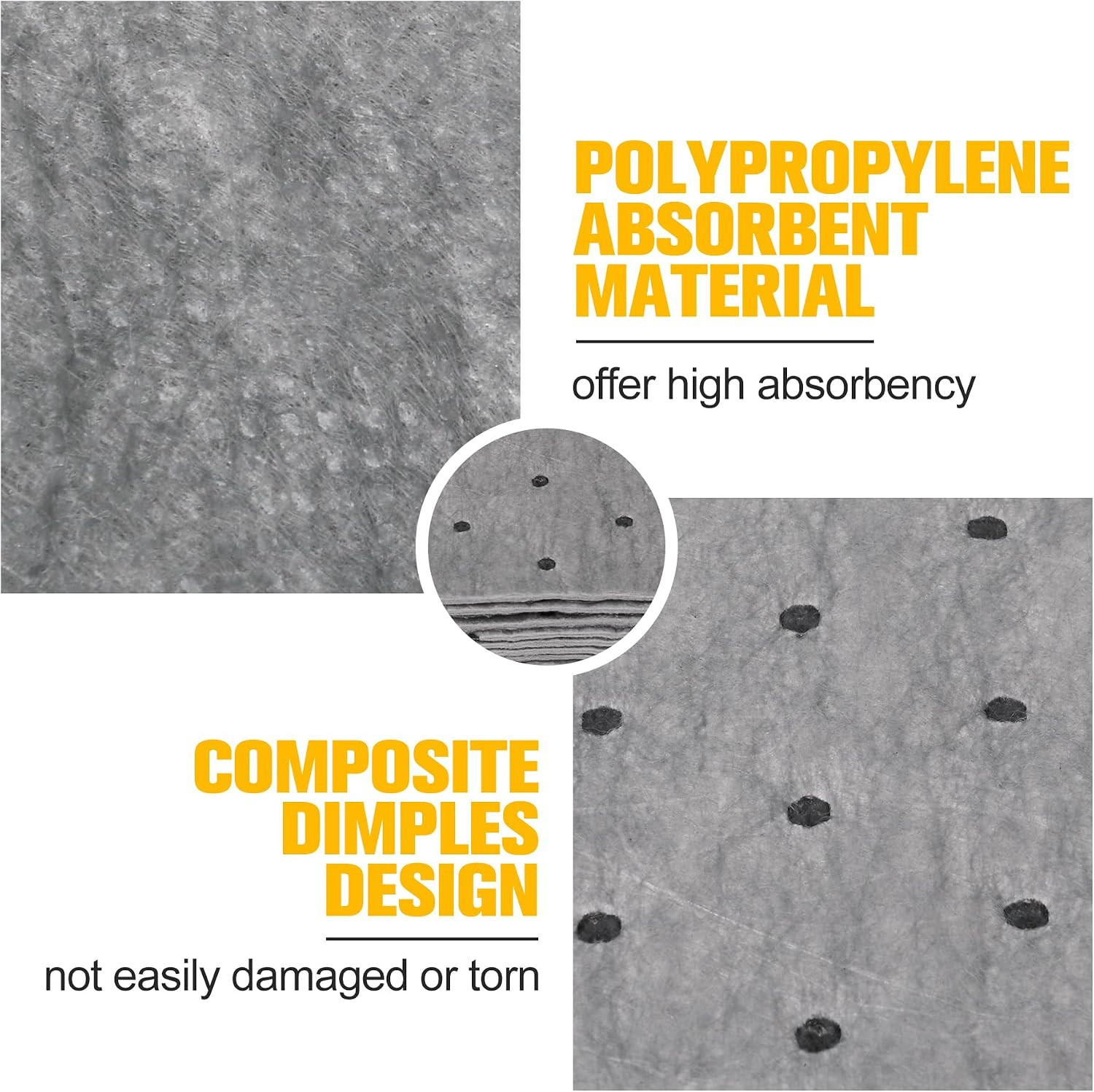 100PC Oil Absorbent Pads | 13″x10″ Meltblown Polypropylene Mats, Hand-Tear Lines