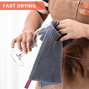 Kitchen Dish Cloths, 100% Cotton Waffle Weave, Ultra Soft Absorbent, Quick
