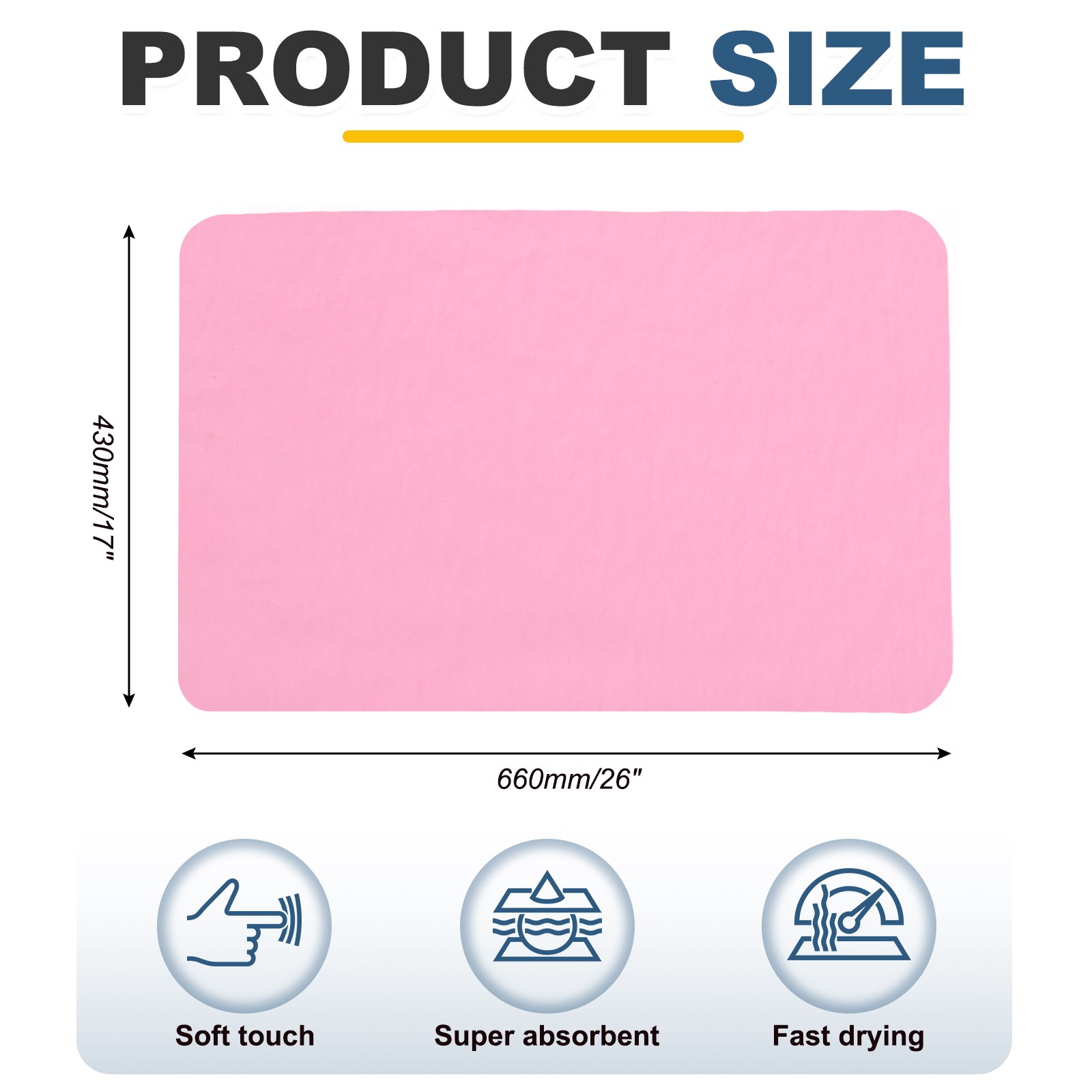 Shammy Cloth for Car Drying, 26 x 17 Inch Chamois Towel, Pink