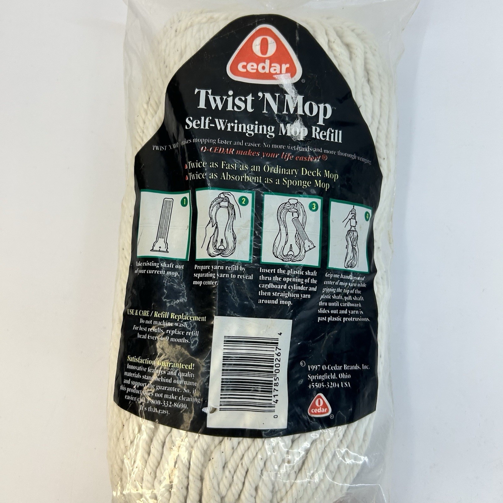 O Cedar Twist N Mop Refill Replacement Cotton Twist Mop New Sealed White