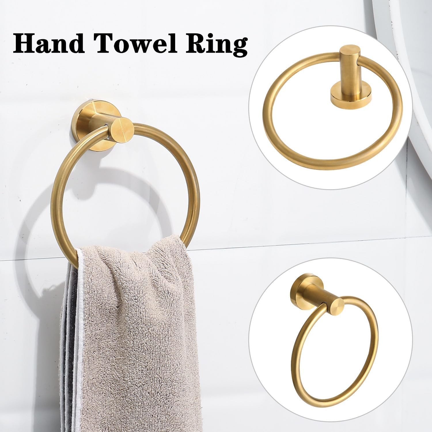 4 Piece Brushed Gold Stainless Steel Bathroom Hardware Set Include Hand Towel