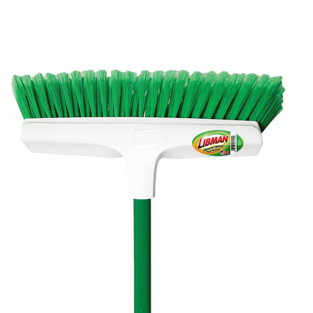 13 In. Smooth Surface Push Broom with Steel Handle (2-Pack)