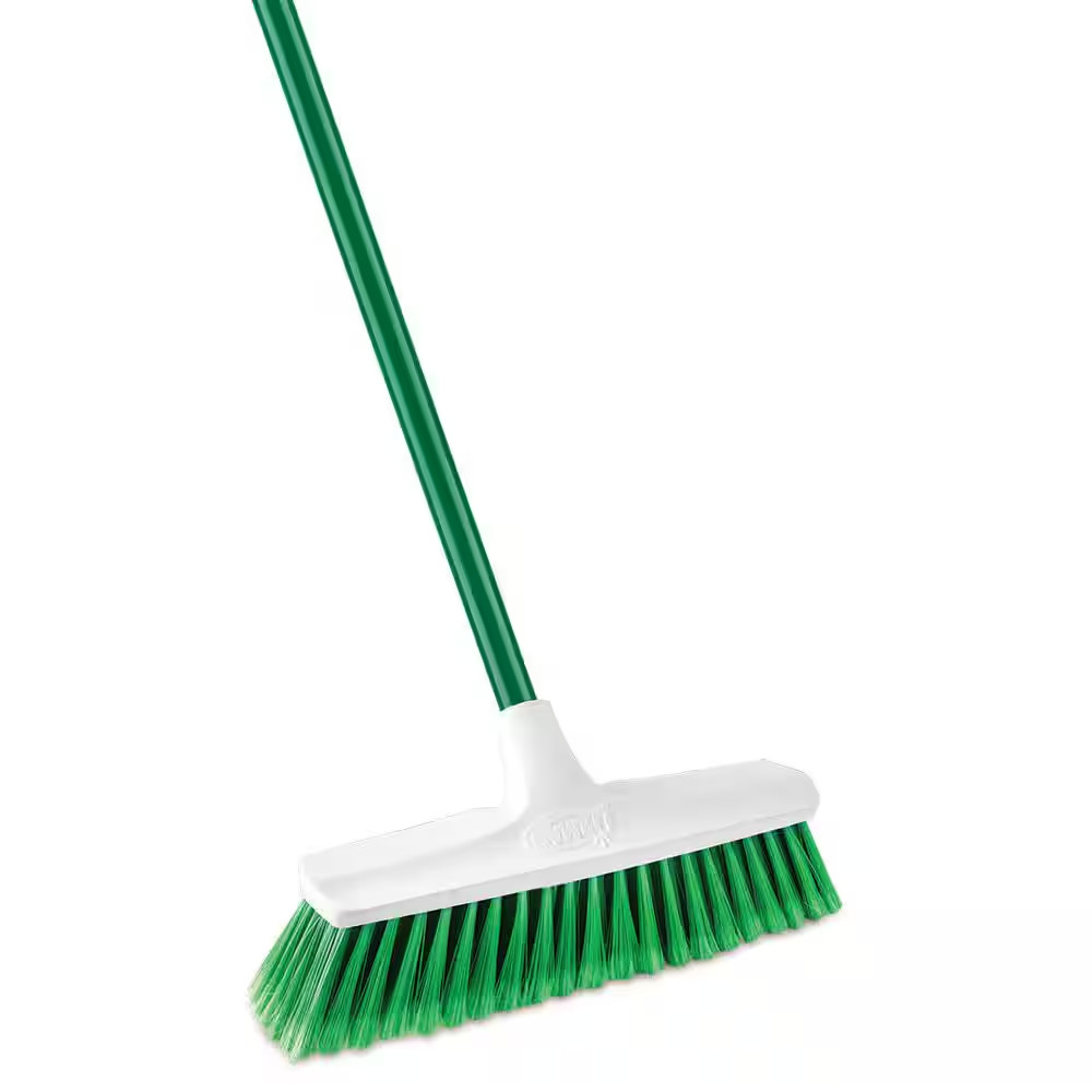 13 In. Smooth Surface Push Broom with Steel Handle (2-Pack)
