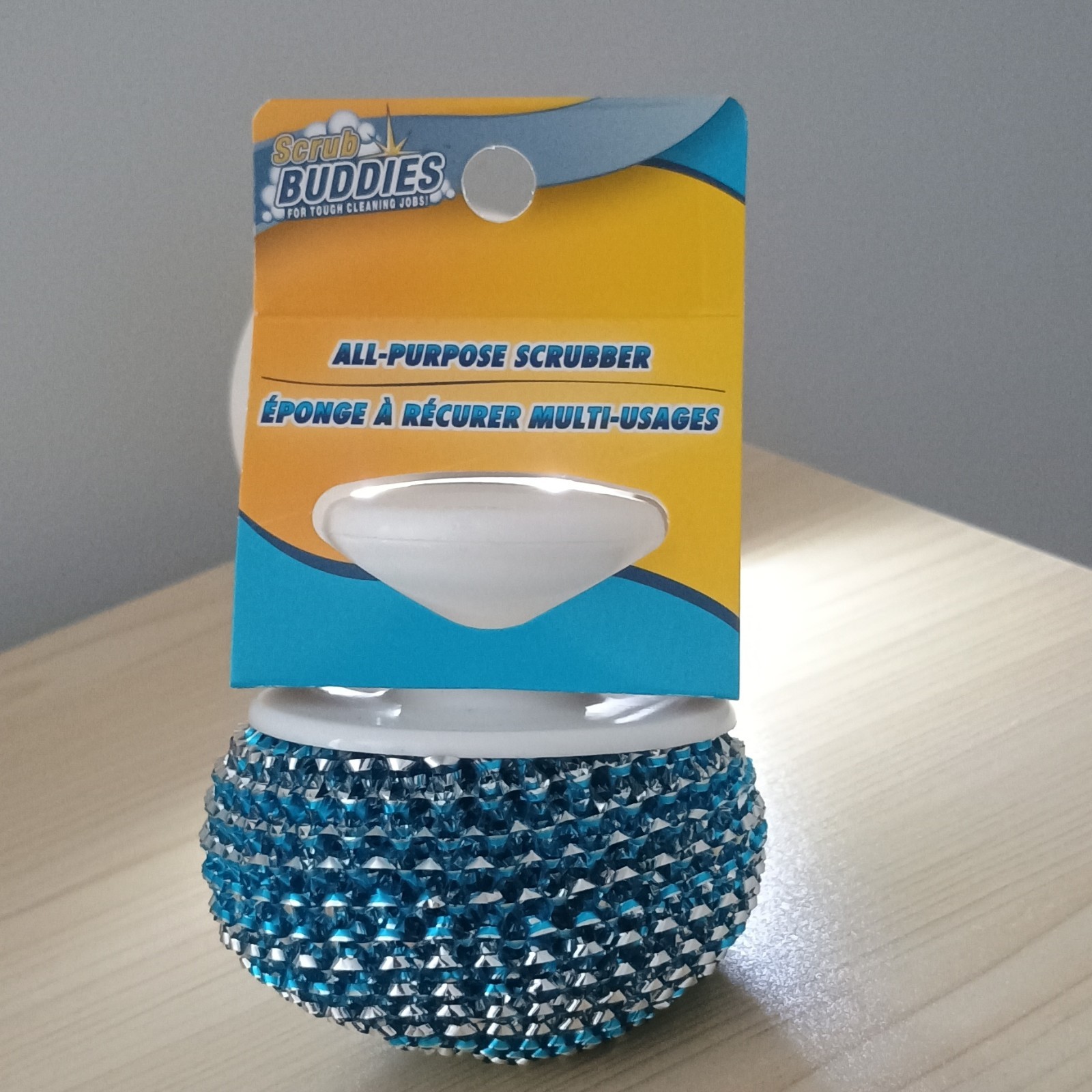 Scrub Buddies All-Purpose Scrubber Blue Silver White Plastic Easy Grip Scrubbing
