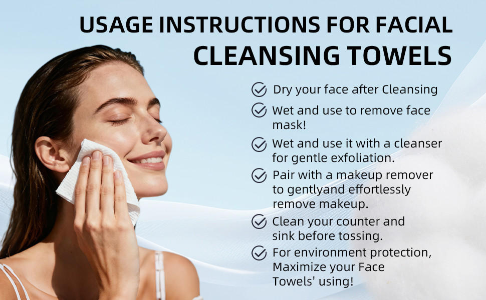 Clean Towels XL Disposable Face Towels (50 Count, 25x30cm) – Makeup Remover Dry