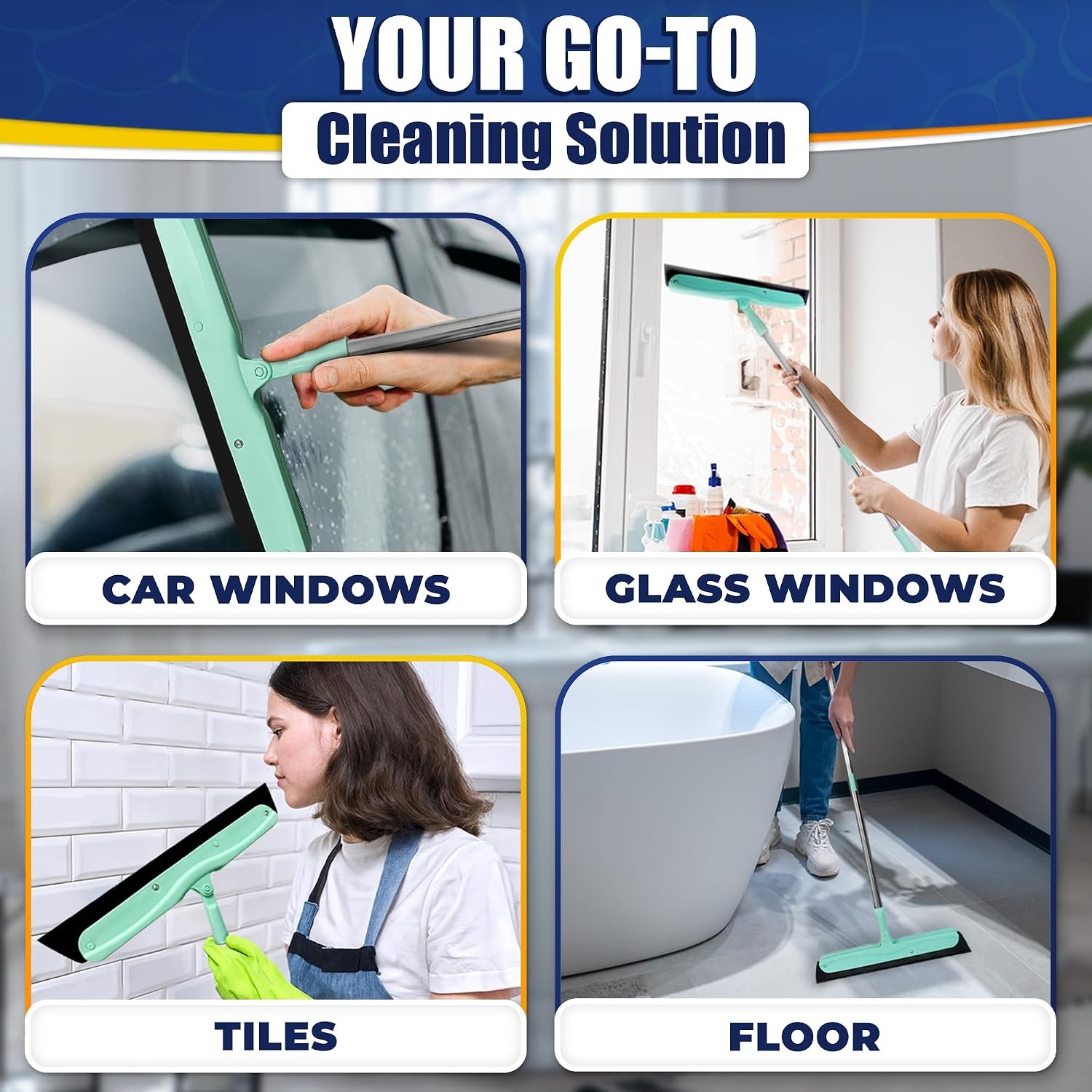 Floor Squeegee – 34.5″ Telescoping Squeegee for Window Cleaning with Durable