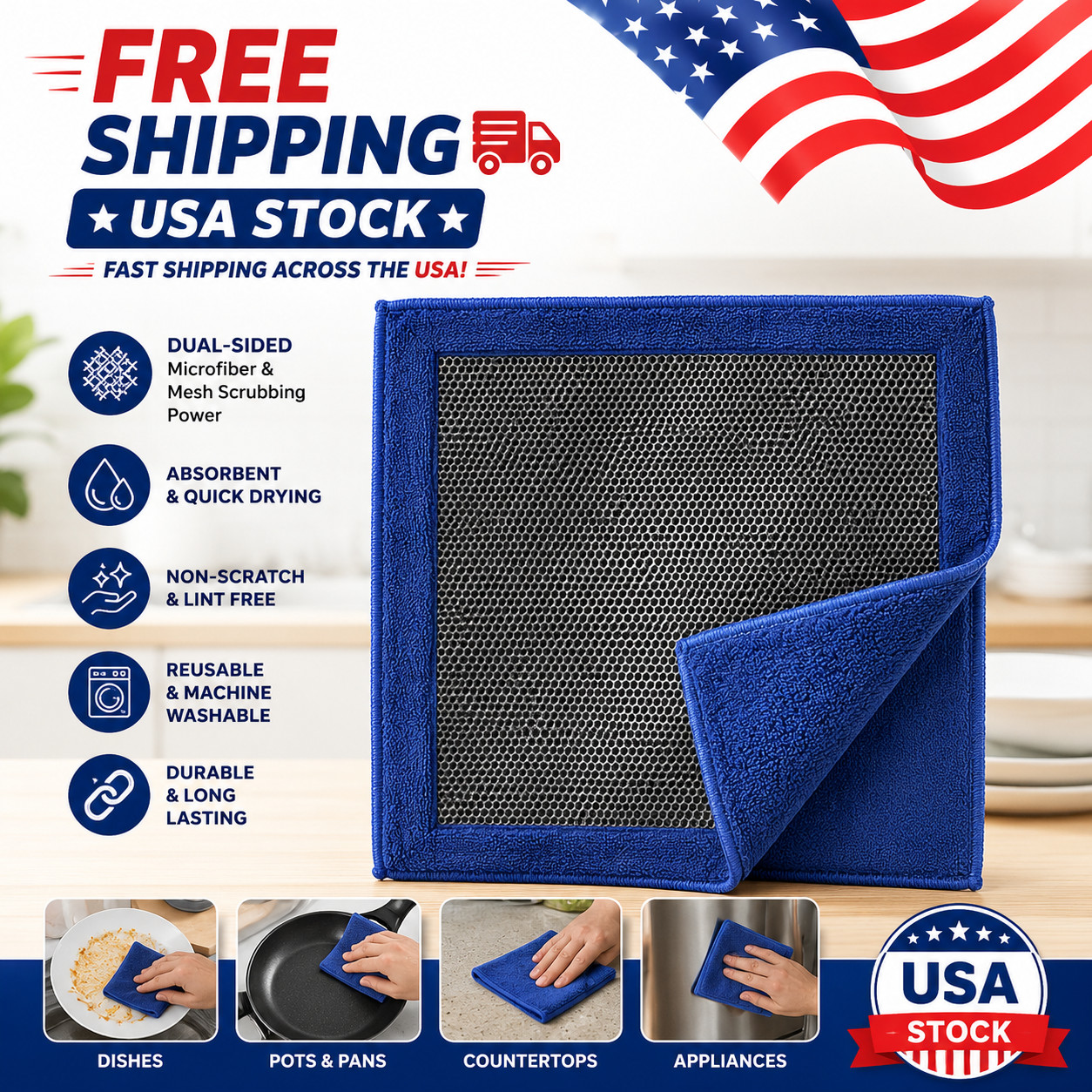 NADUSEP Clay Towel for Auto Detailing – Synthetic Clay Bar Towel 12″ x 12″ – Reu