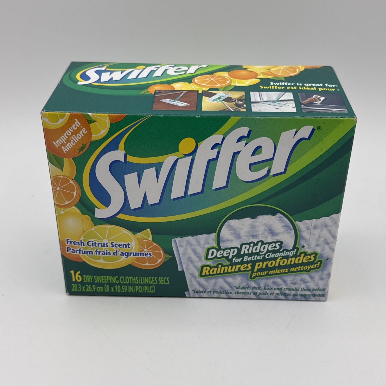 Swifter Sweeper Fresh Citrus Scent Disposable Dry Sweeping Cloths Deep Ridge New