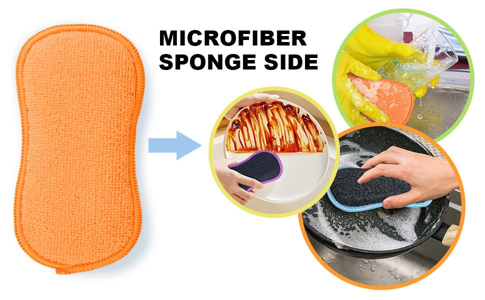 12Pack Dish Sponges Kitchen, Non-Scratch Microfiber Sponges for Cleaning,