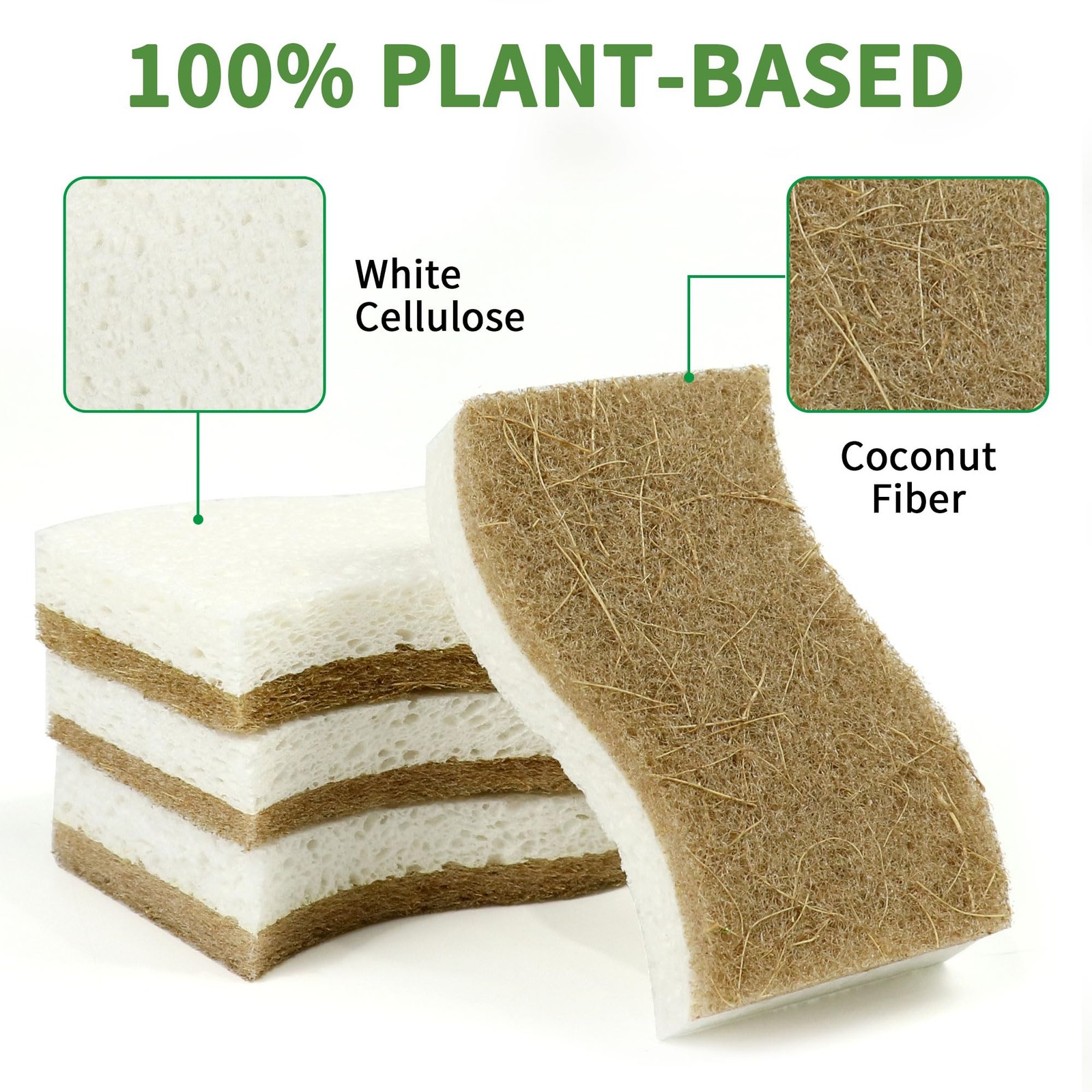 9 Pack Biodegradable Natural Kitchen Sponge Compostable Cellulose and Coconu…