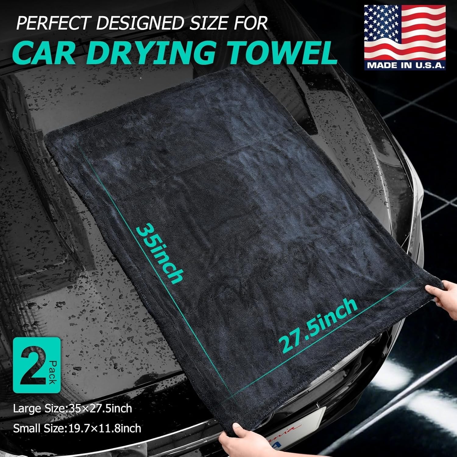 Microfiber Towels for Cars 2-Pack Car Drying Towel 1300 Gsm Ultra-Large Soft Mic