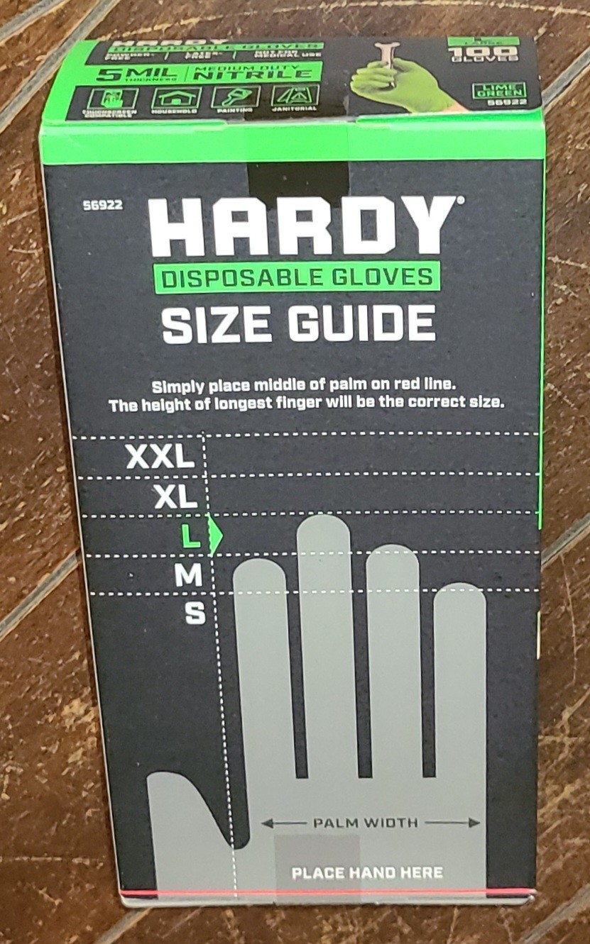 Hardy 100pc Medium Duty LARGE Nitrile Lime Green Disposable Gloves -Powder Free-