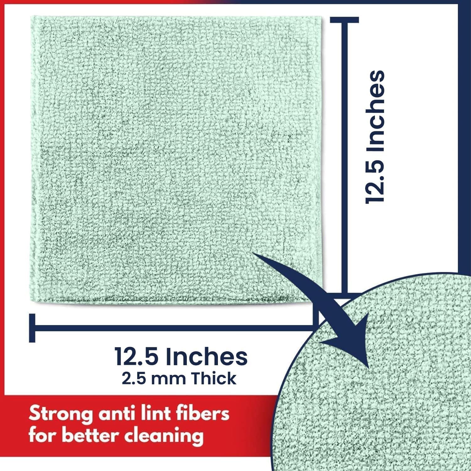 USANOOKS 50 Pack Microfiber Cleaning Cloths 12.5×12.5in Ultra Absorbent Car Towe
