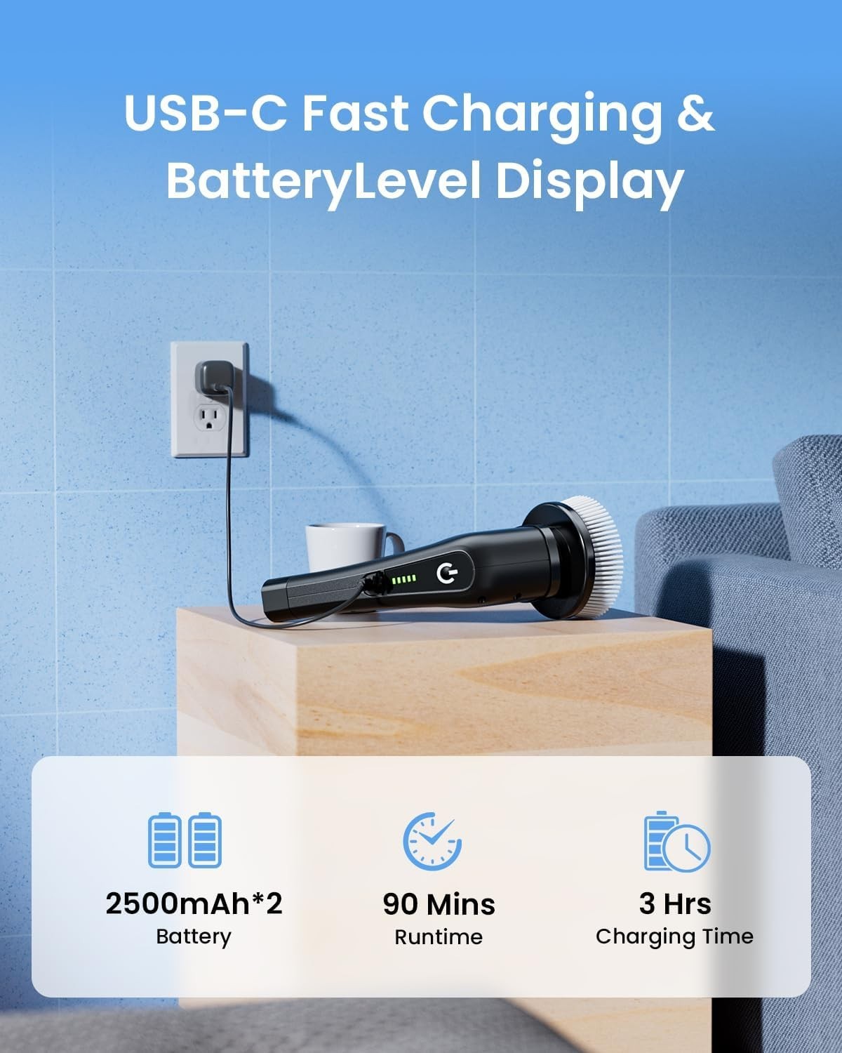 8 in 1 Electric Spin Scrubber with Fast Charging and Long Battery Life for Home
