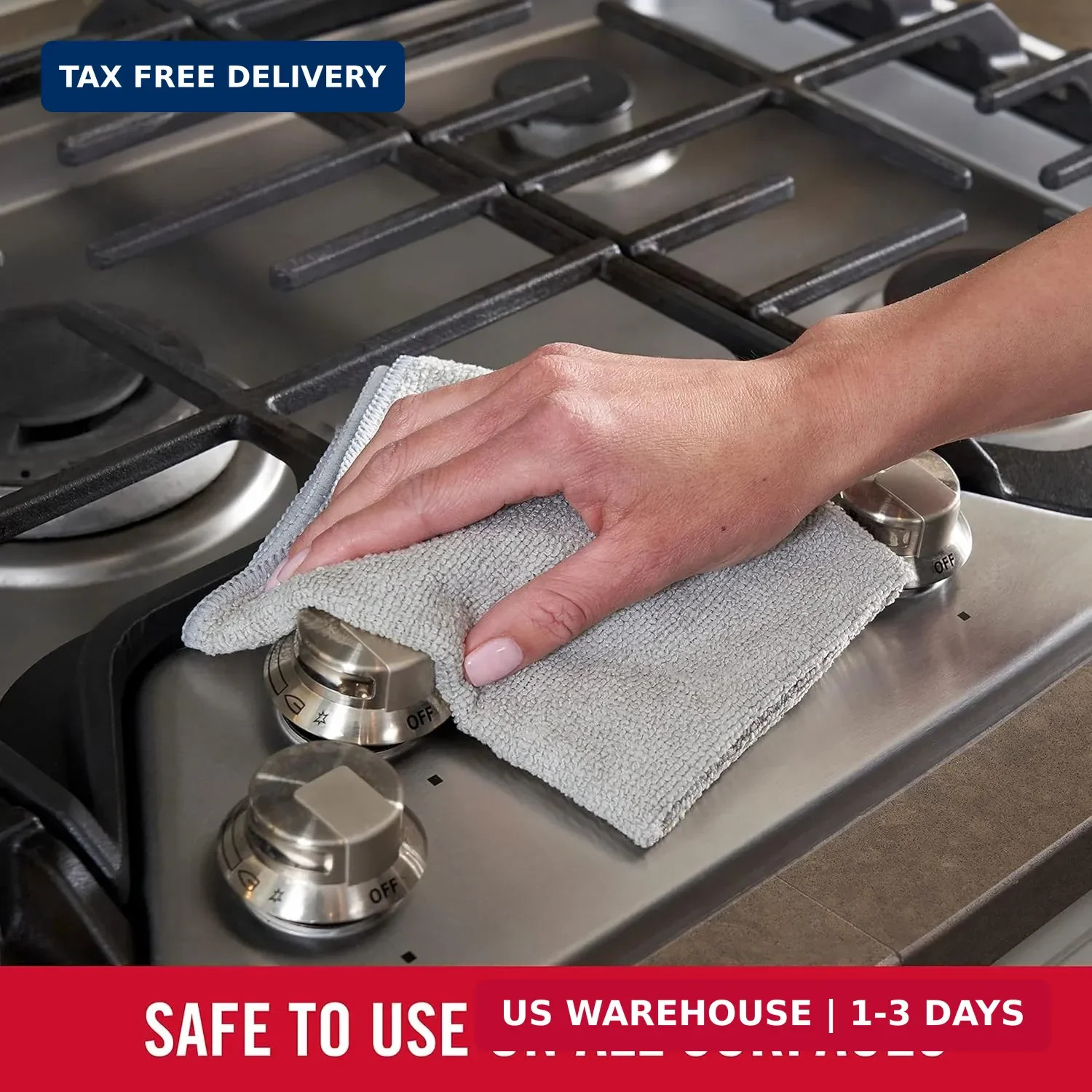Rubbermaid All Purpose Microfiber Cleaning Cloth Towels, 50 Pack, 12″x12″, Non-S