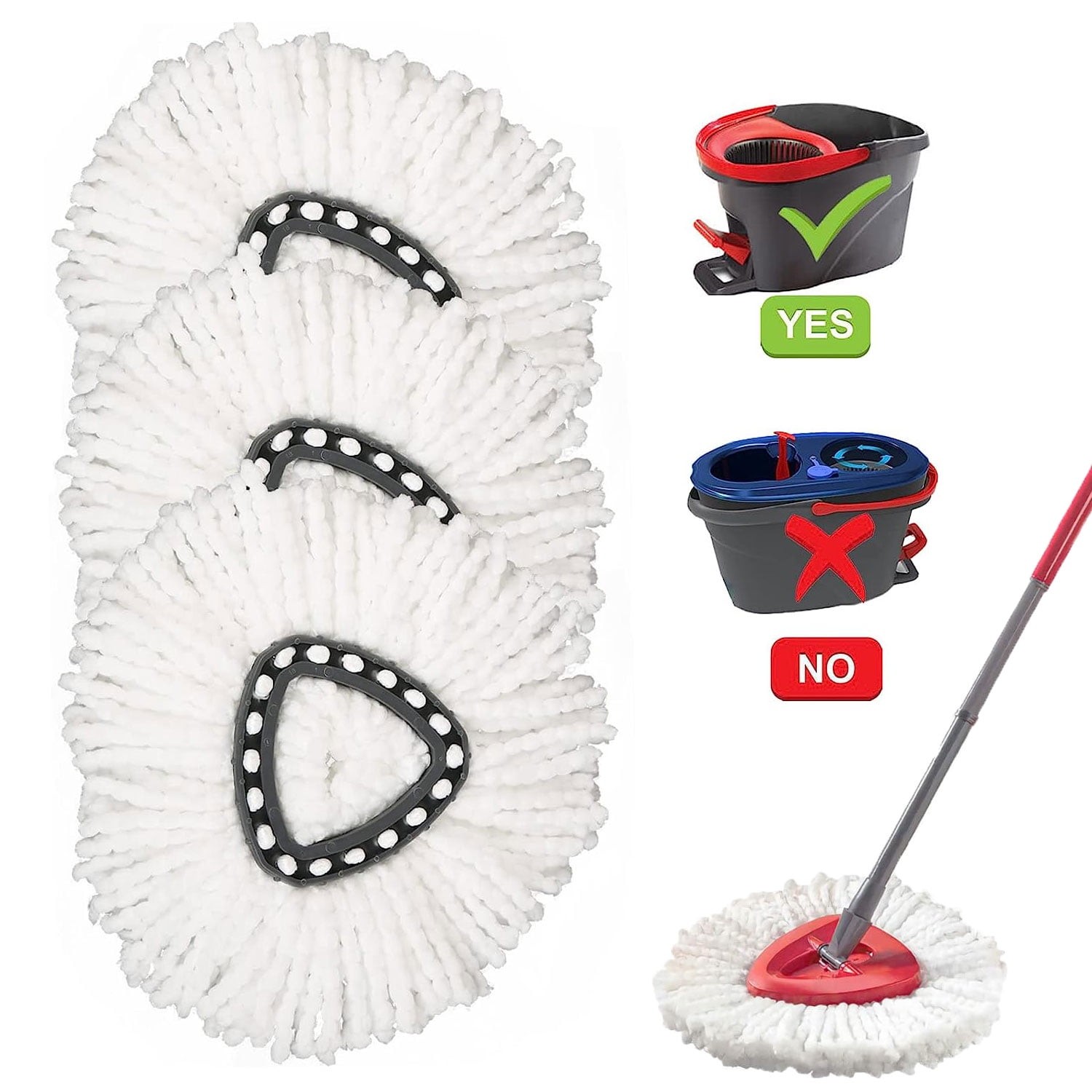 3PC Replacement Microfiber Mop HEAD For O-Cedar Spin Mop Easy Clean Wring Refill