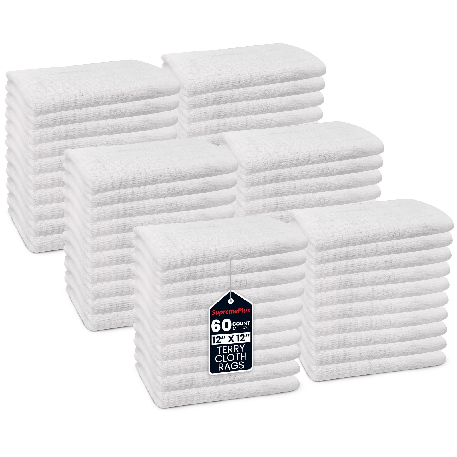 White Wash Cloths 12×12 in Bulk Boxes – Soft Absorbent Towels 100% Cotton Rags