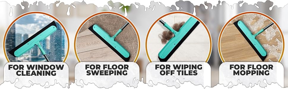 Floor Squeegee – 34.5″ Telescoping Squeegee for Window Cleaning with Durable