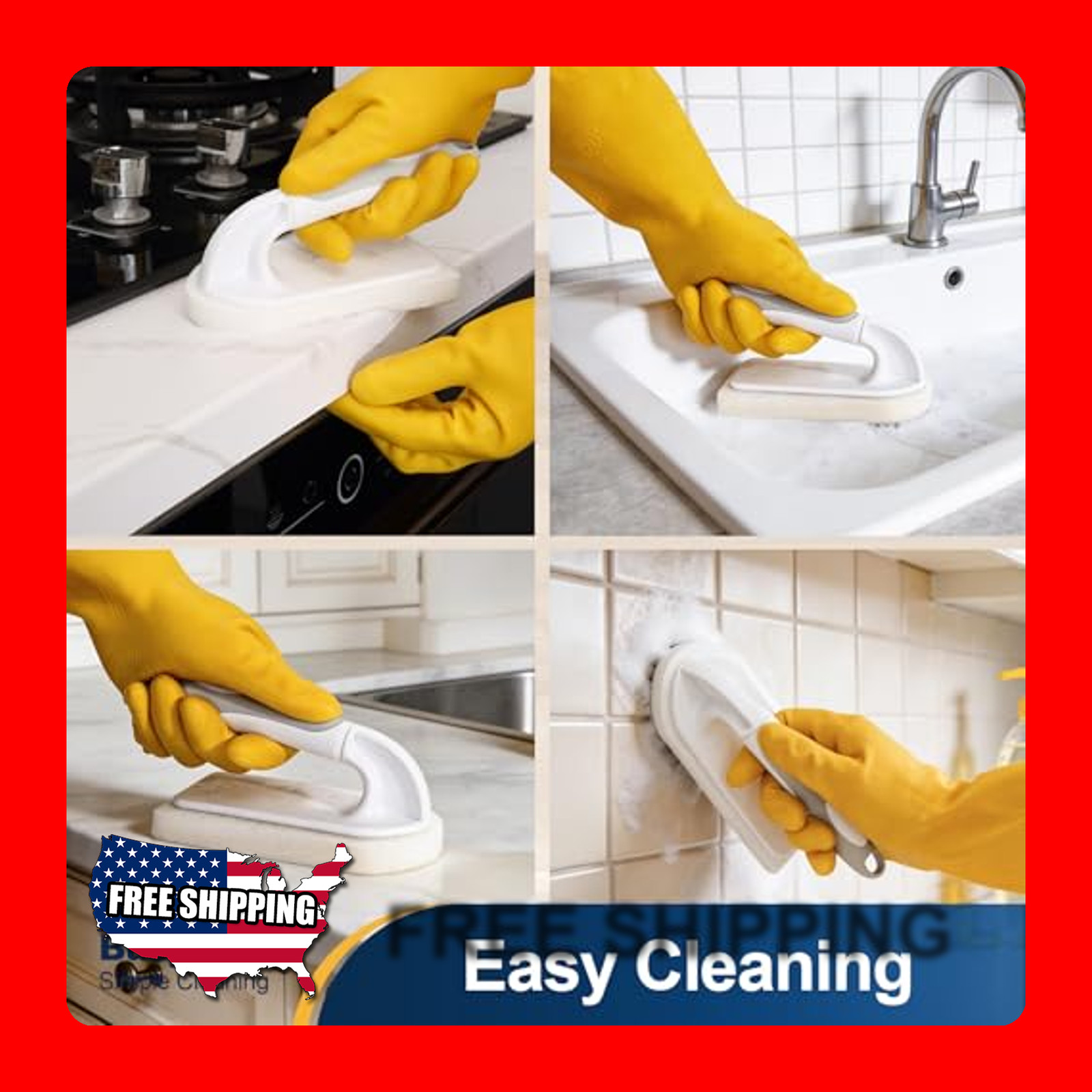 2 Pack Handheld Scrub Brushes with Hook-Shaped Pads for Heavy Duty Cleaning