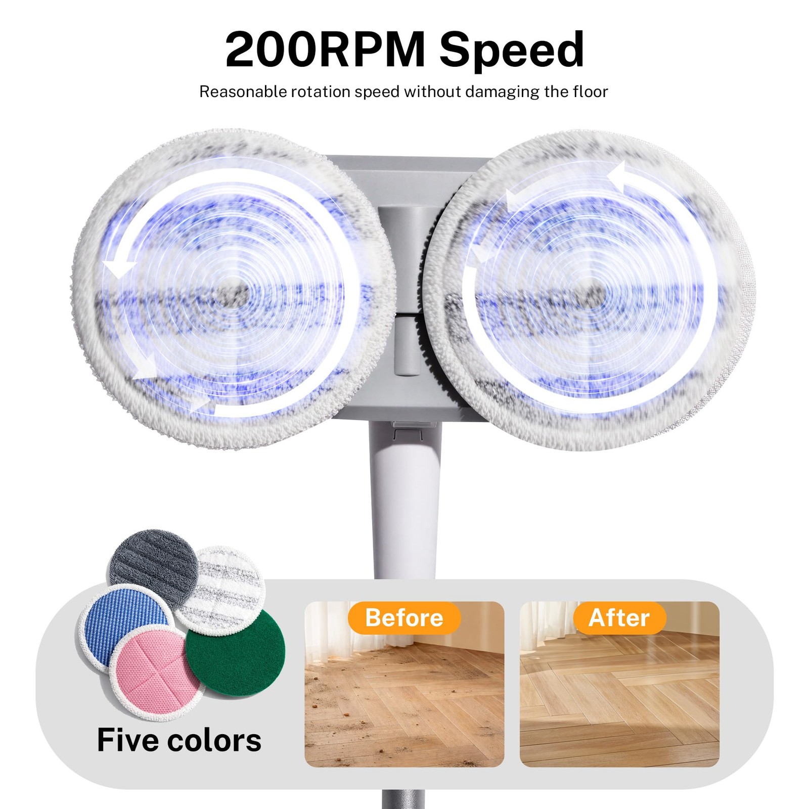 GOBOT Cordless Electric Spin Mop – Lightweight Powerful Cleaner for Hardwood,