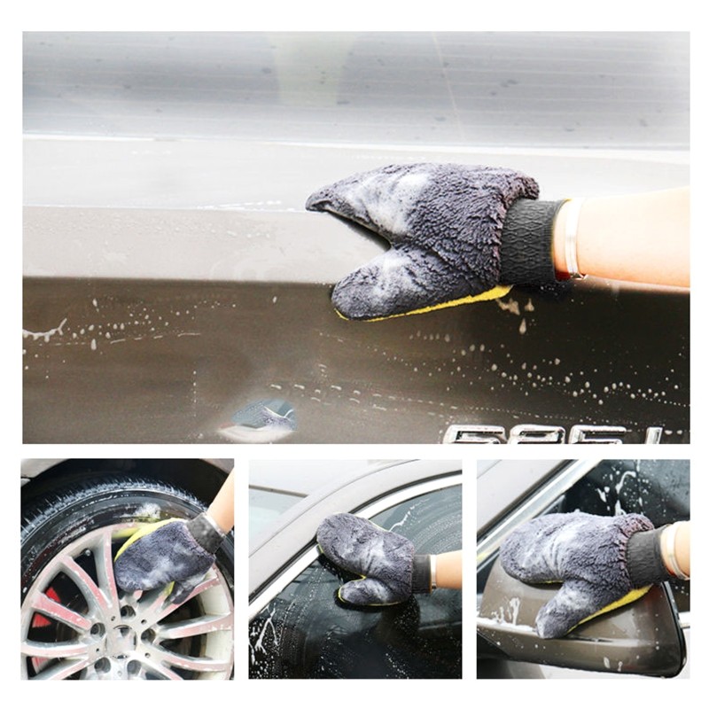 24x20cm Car Wash Mitt Microfibre Cleaning Glove Polishing Shampoo Duster Towel