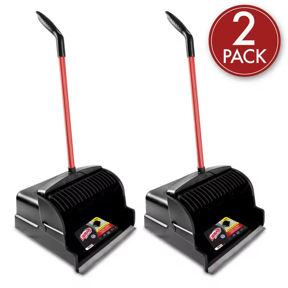16 In. High Power Large Scoop Upright Dust Pan with Steel Handle (2-Pack)