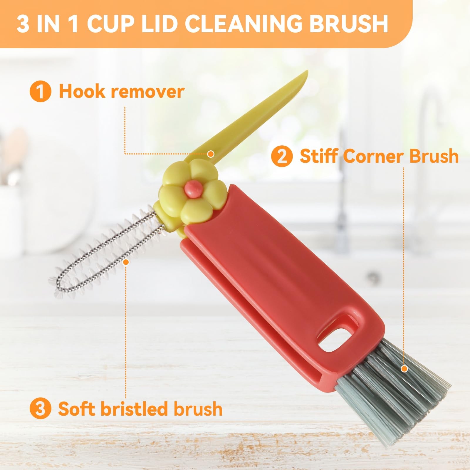 3 in 1 Cup Lid Gap Cleaning Brush Set Multifunctional Bottle Cleaning Brush Cup