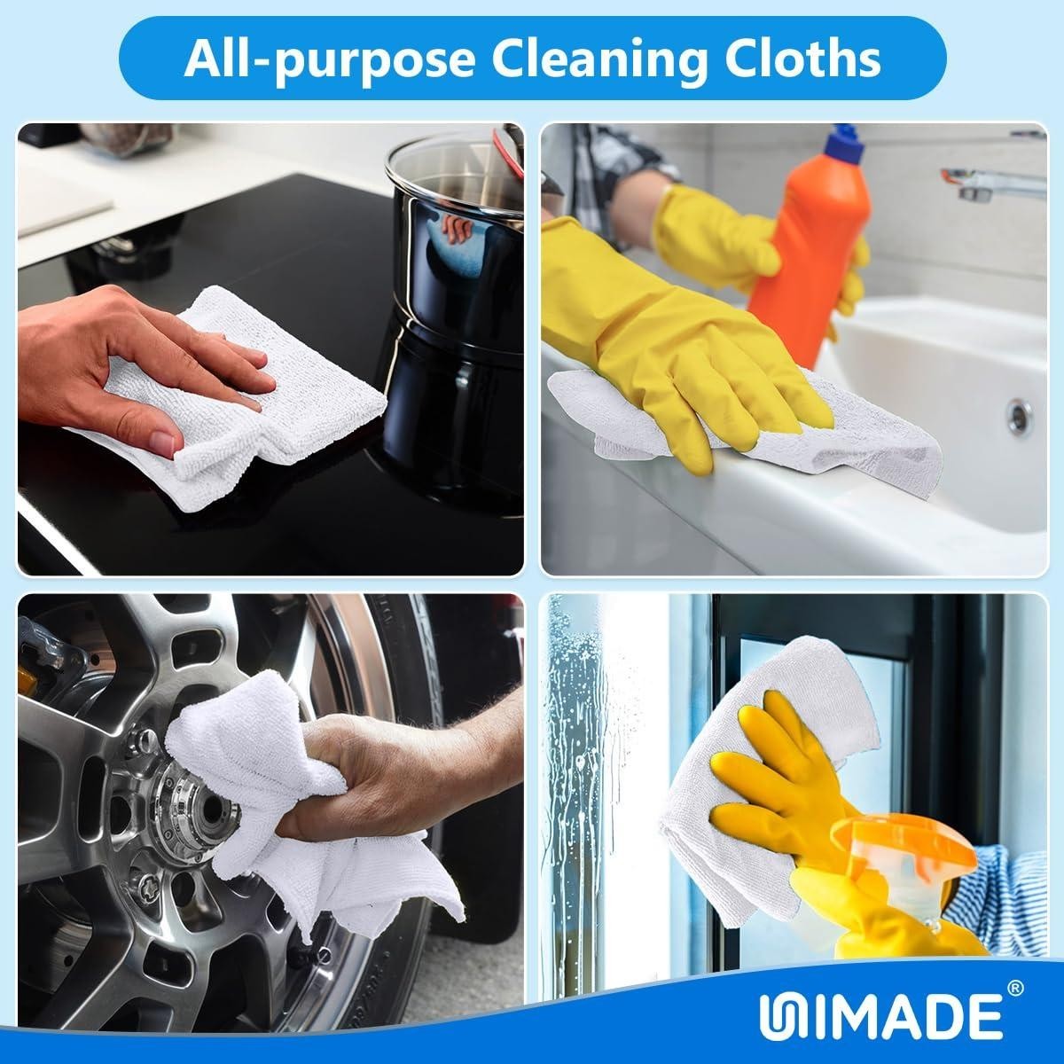 10 Pack Microfiber Cleaning Cloths 11.5×11.5 – Lint Free Towels Car Kitchen Shop