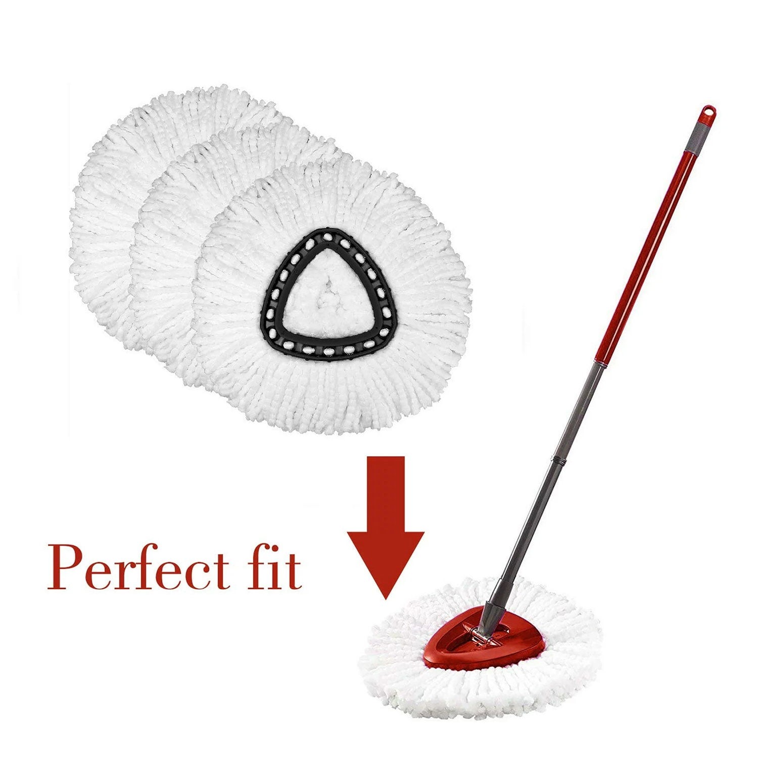 3PC Replacement Microfiber Mop HEAD For O-Cedar Spin Mop Easy Clean Wring Refill
