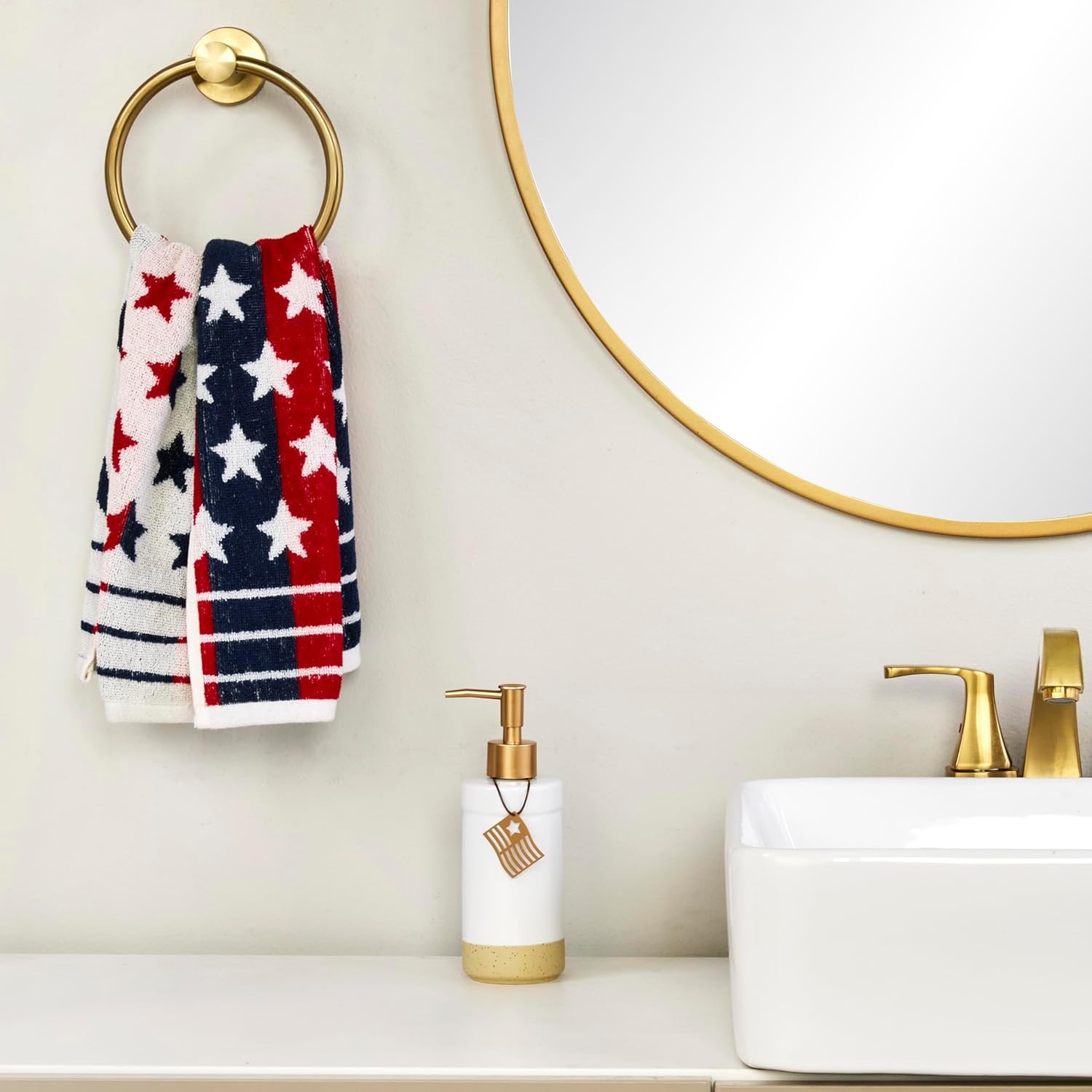 Patriotic 4th of July Red White and Stars Hand Towel Set, 2 Count
