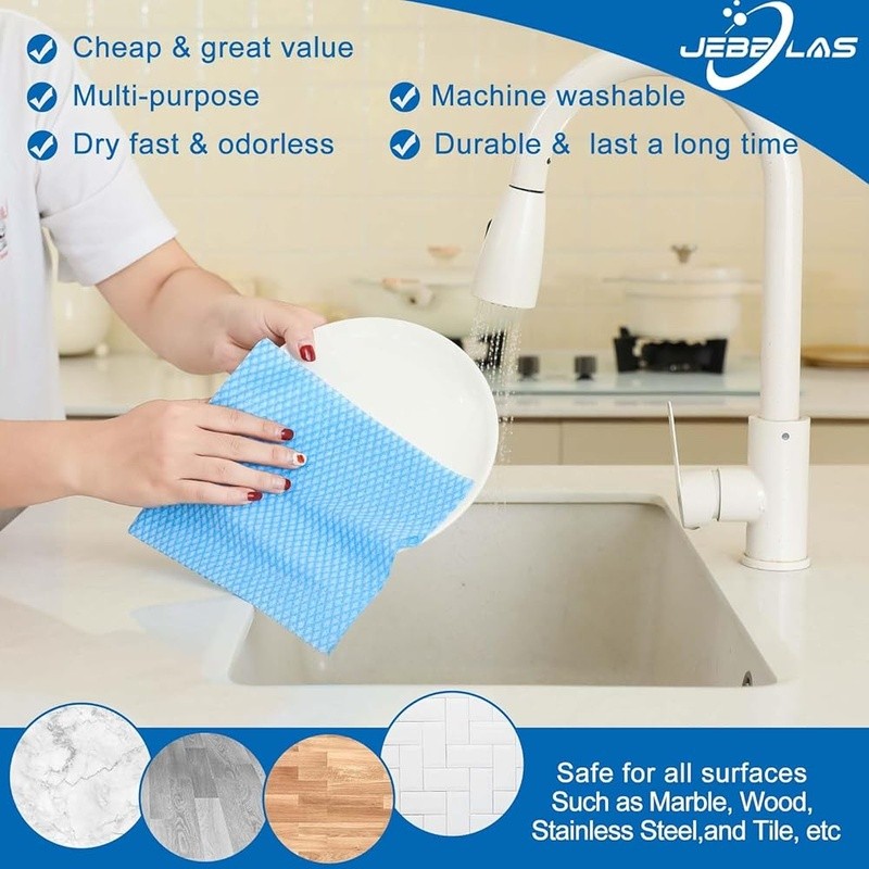 Reusable Cleaning Cloths 50 Count Household Wipes Thin Disposable Nonwoven 1-Ply
