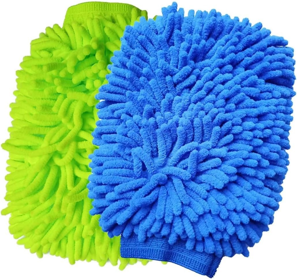 2 Pack Car Wash Mitt Microfiber Chenille Car Wash Mitt Scratch Free For Cars