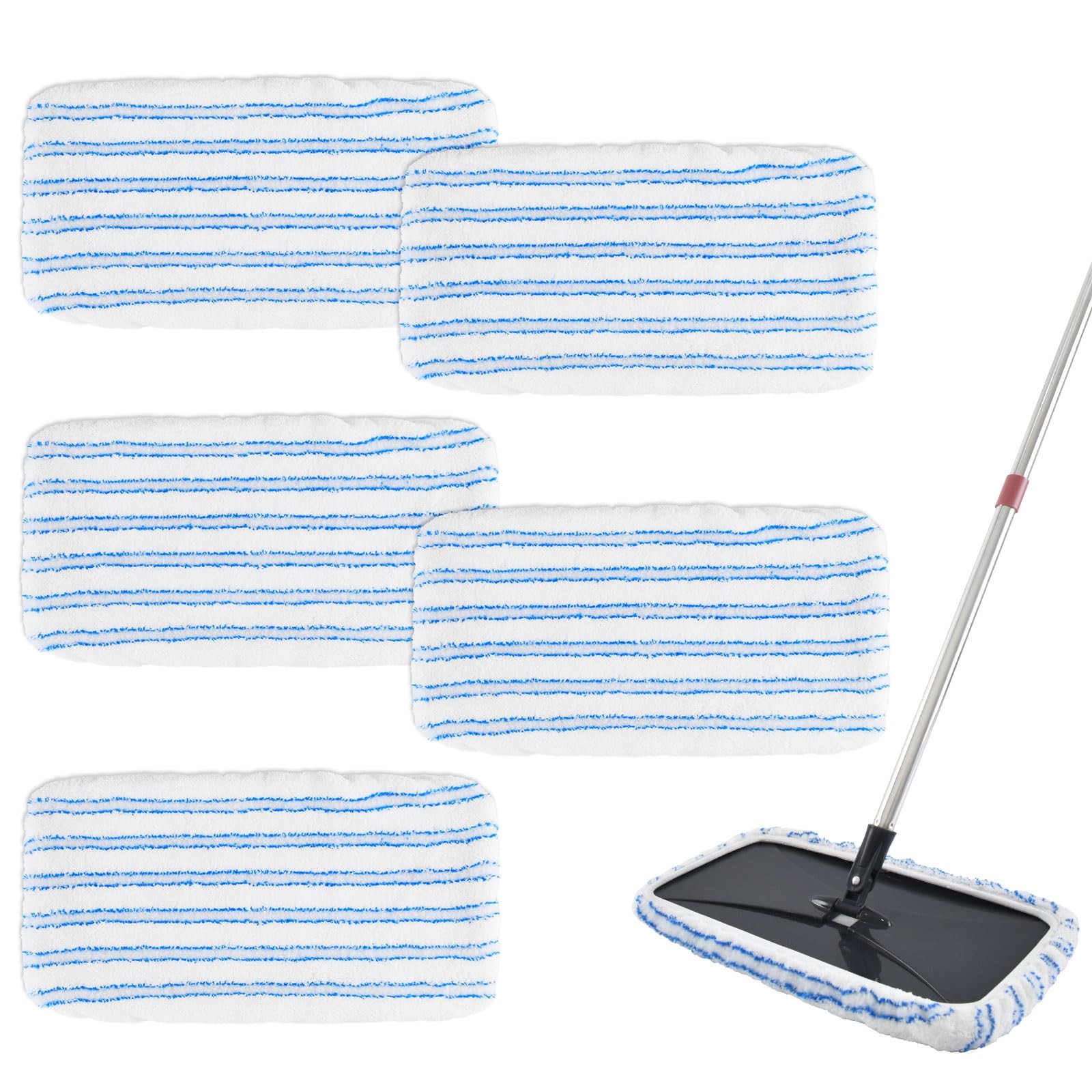 5 PCS Mop Refills Microfiber Heads Replacement Washable Pads 15×8 Inch Flat