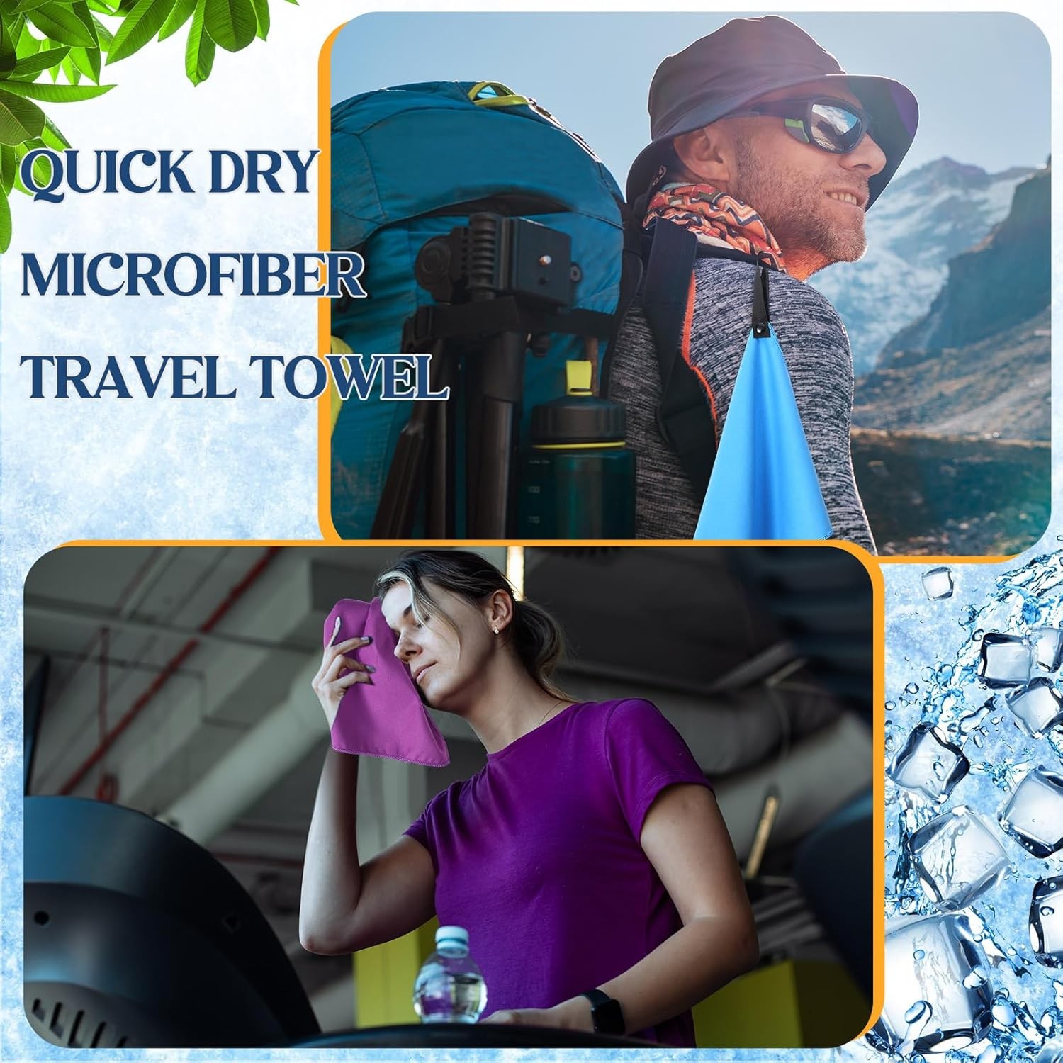 10 Count Quick Dry Microfiber Camping Towels 25×32 cm Travel Hand and Face Towel