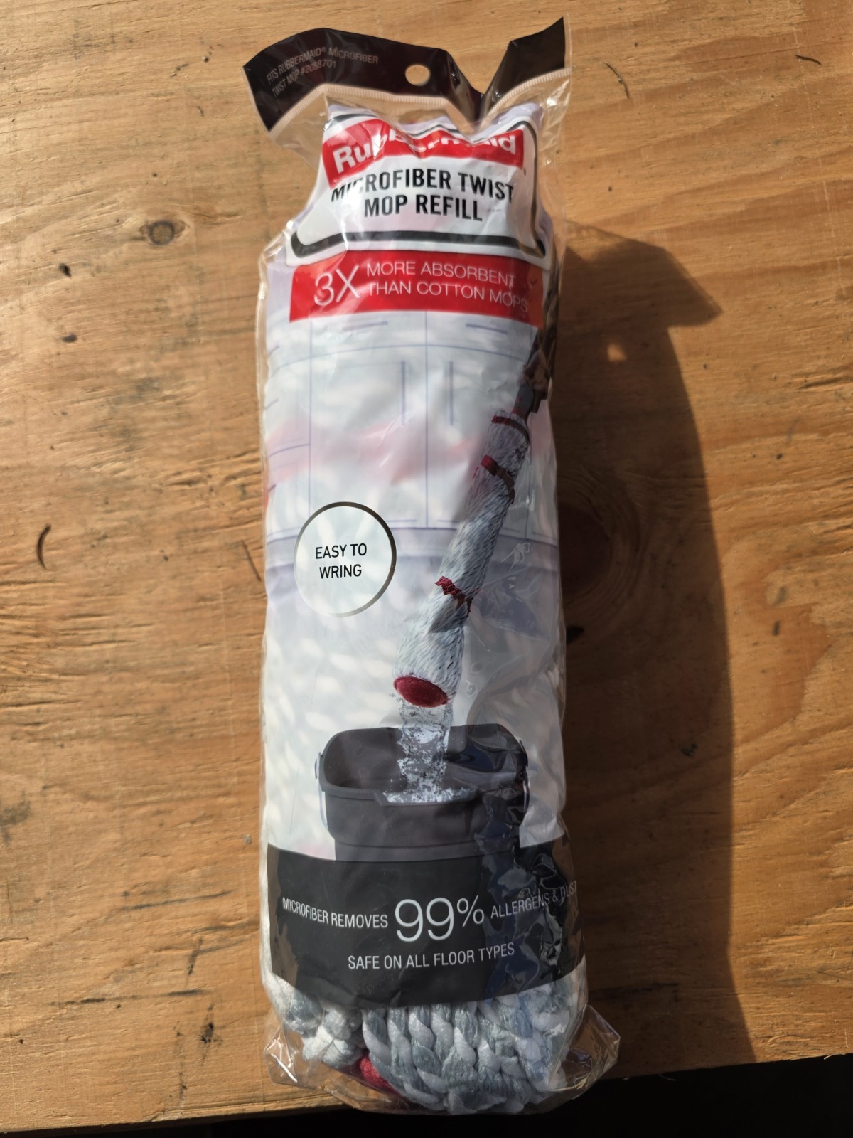 Rubbermaid Microfiber Twist Mop Replacement Head White Gray Red 2088701