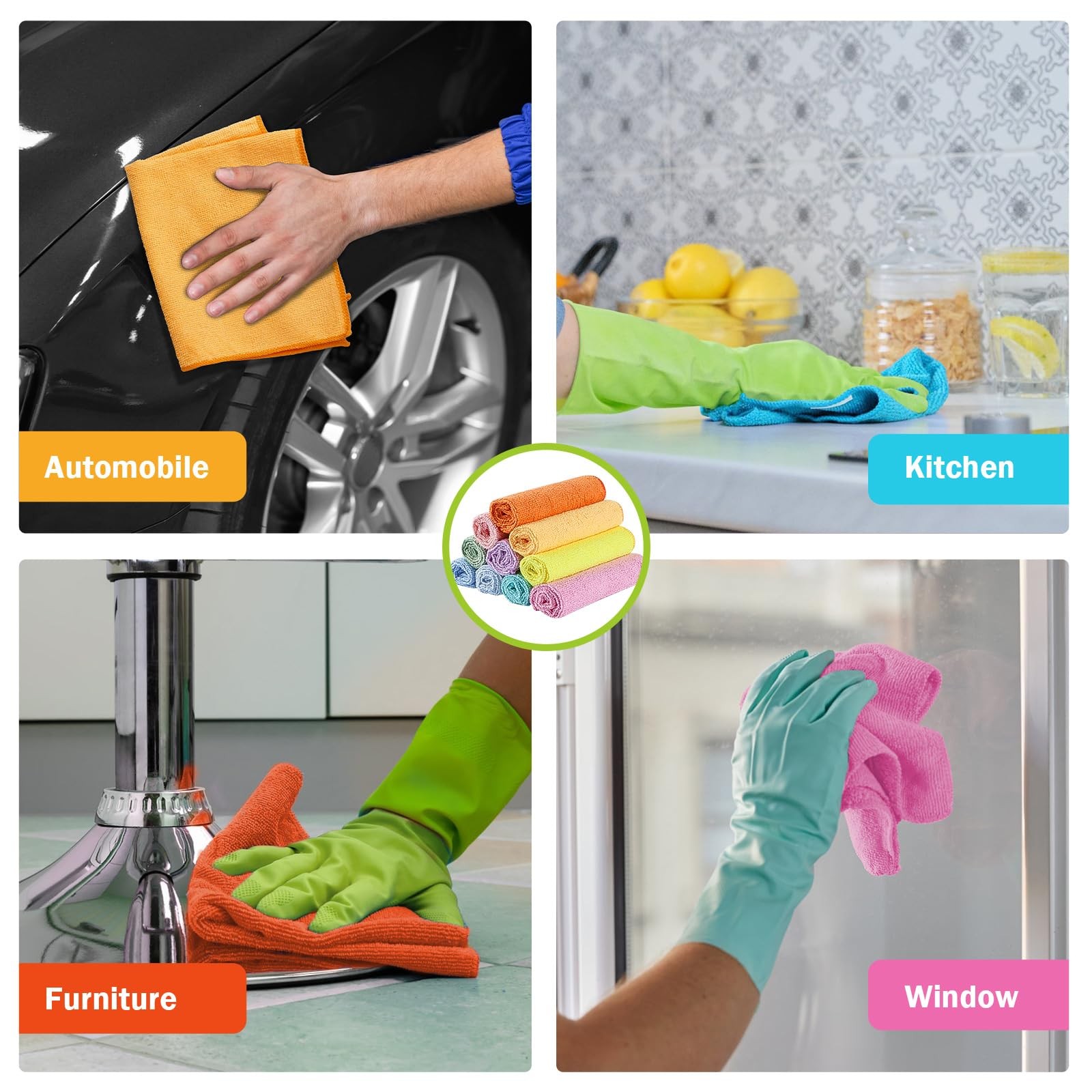 Microfiber Cleaning Cloths Home Kitchen Auto Detailing Wash Towels 20 Pack Rags