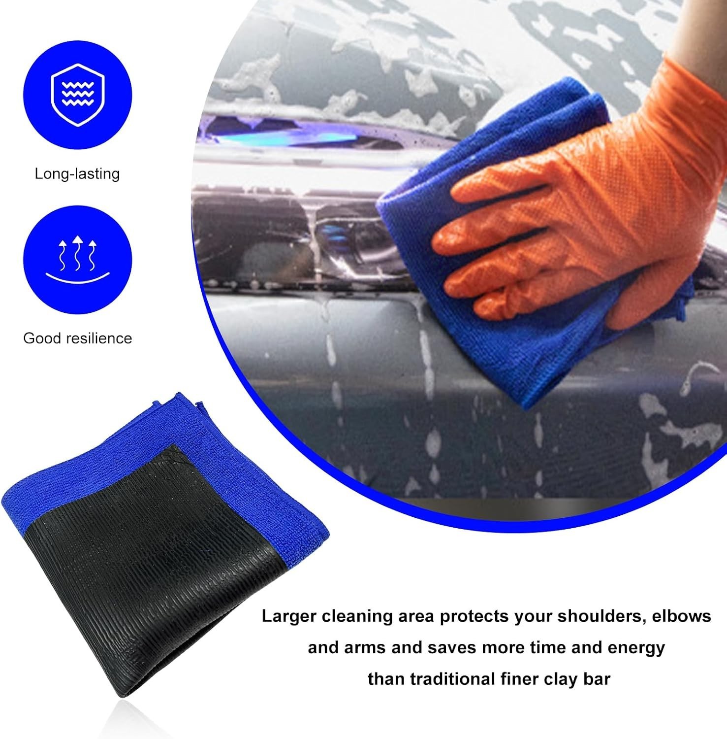 2PCS Clay Towel 12×12 Fine Grade Microfiber Auto Detailing Cloth Paint Care