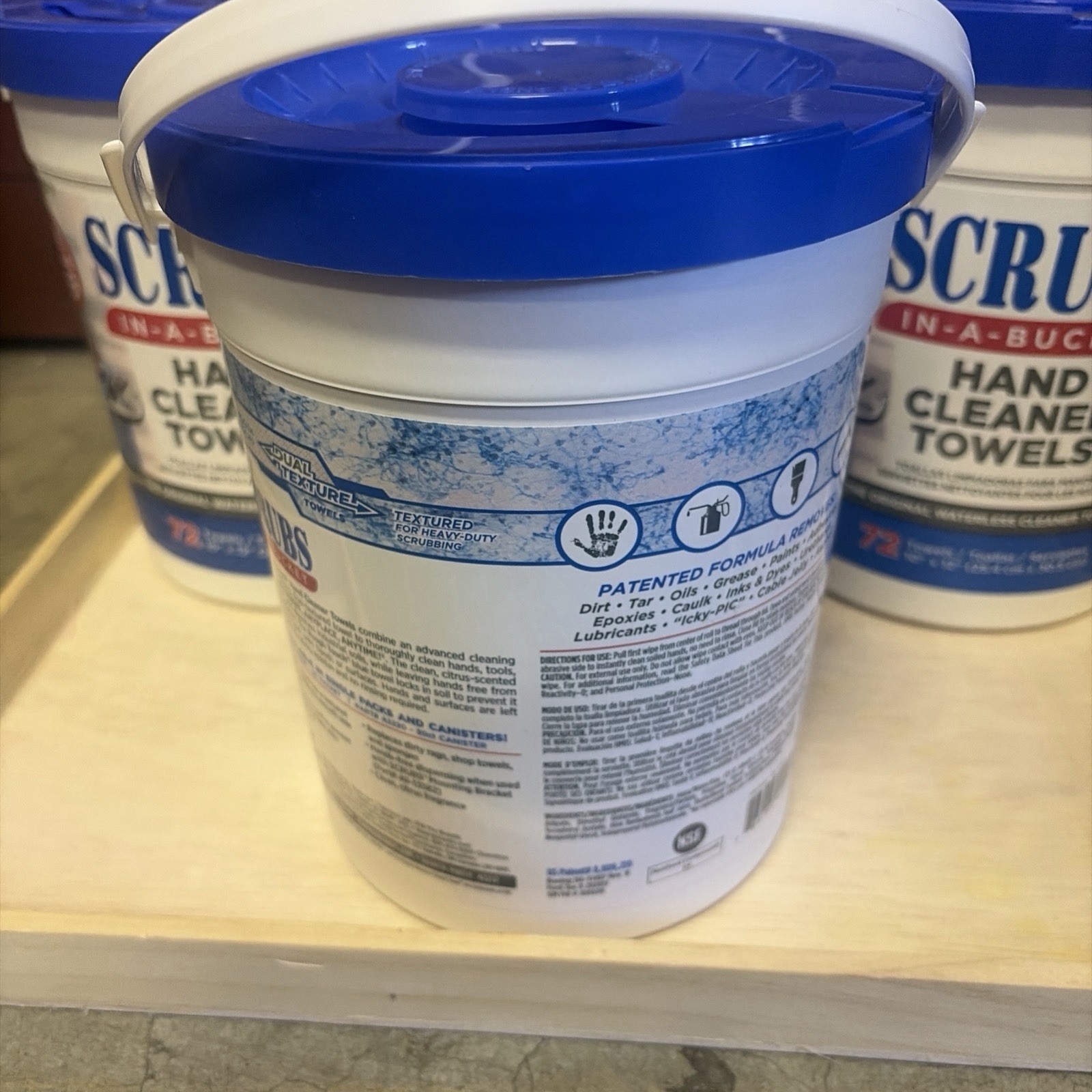 Scrubs In-A-Bucket Hand Cleaner Towels 72 Count Waterless Cleaning Wipes Lot 3