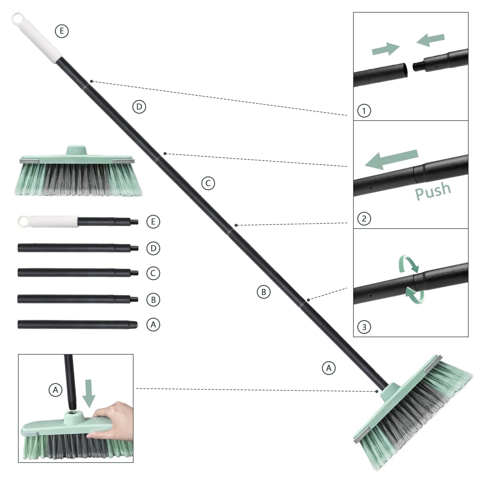 Indoor Broom Soft Bristle Brooms – Brooms for Sweeping Indoor Pet Hair, House…