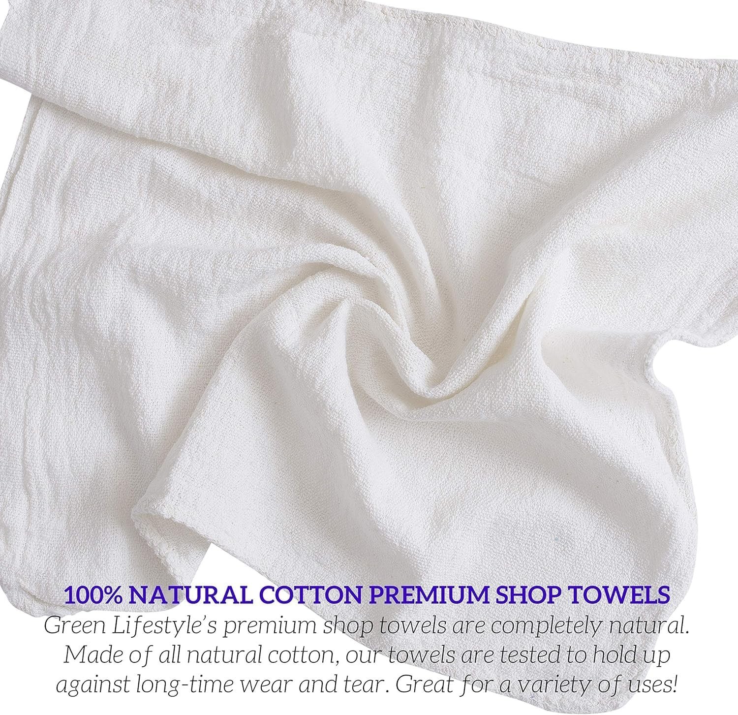 Shop Towels 12″ x 14″ 150 Pack – White Cotton Shop Towels, Cleaning Rags Bulk…