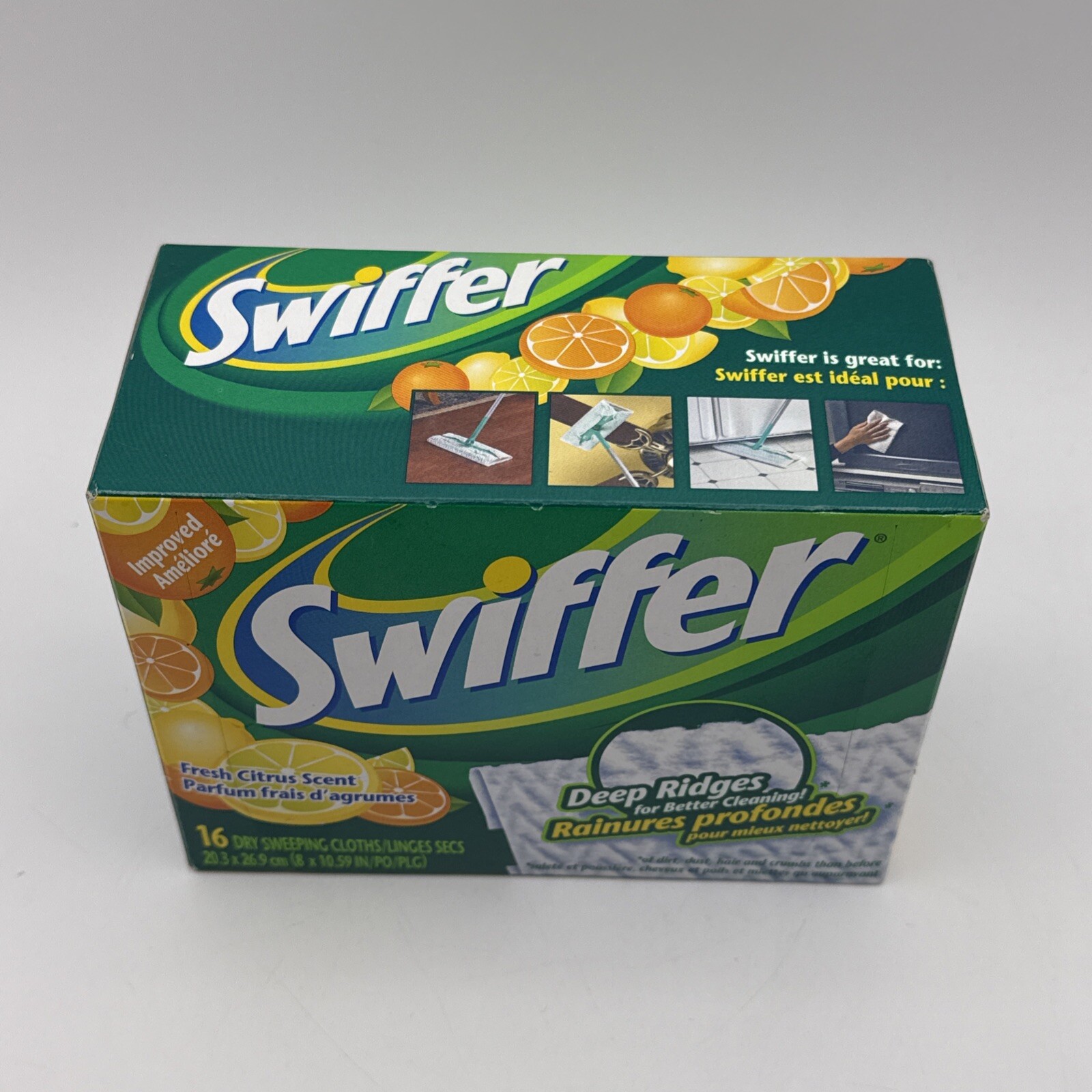 Swifter Sweeper Fresh Citrus Scent Disposable Dry Sweeping Cloths Deep Ridge New