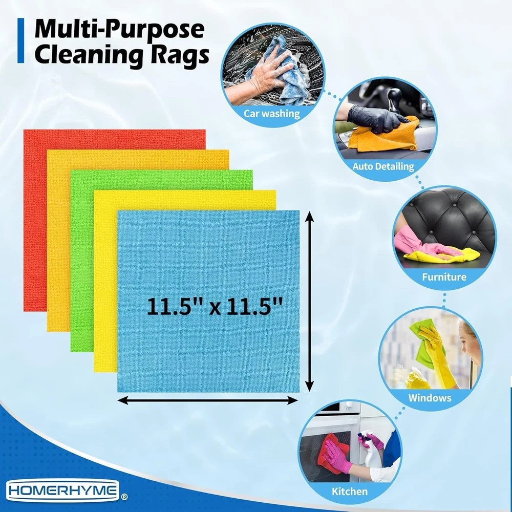 Microfiber Cleaning Cloth, 100 Pack Cleaning Rags Microfiber Towel Bulk Absor…
