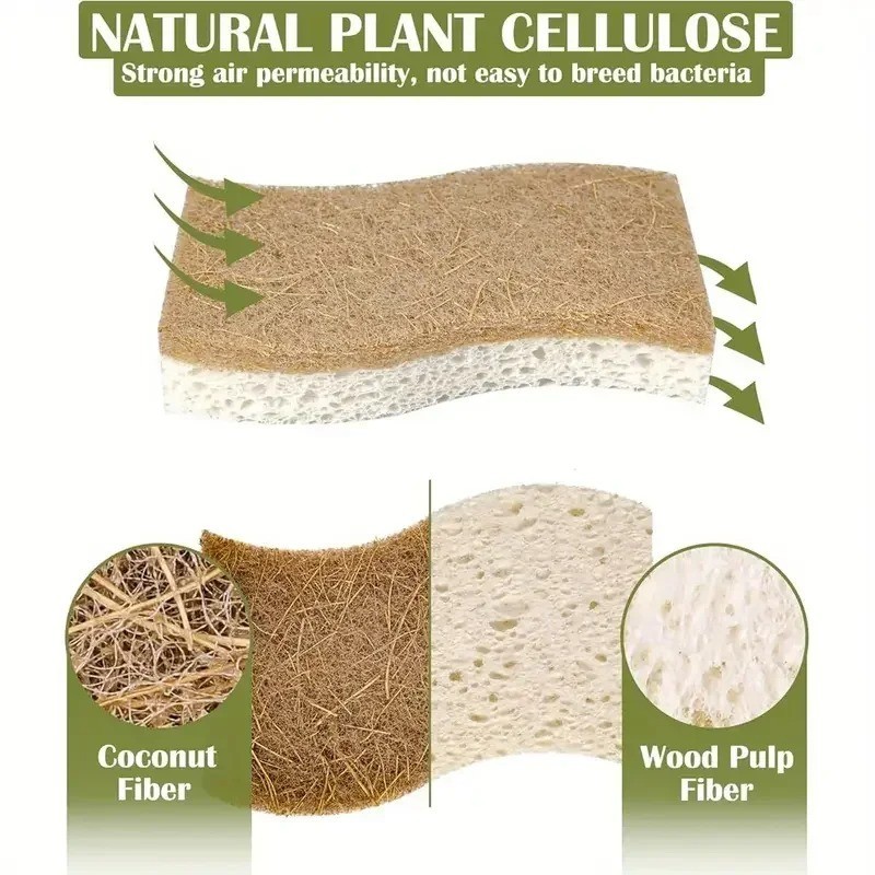 12pcs Kitchen Sponge Natural Biodegradable Eco-Friendly Dish Sponges for Kitchen