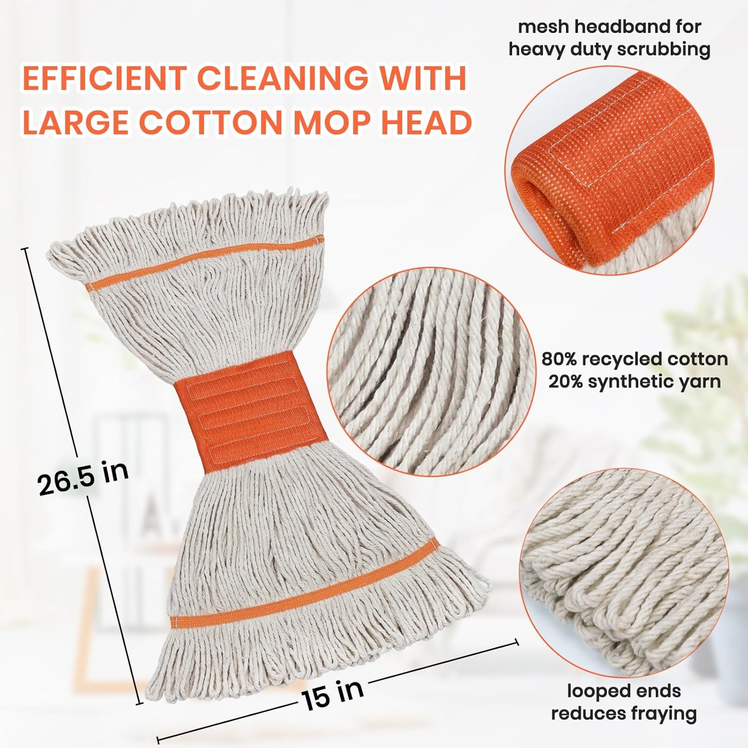 58″ Commercial Heavy Duty Industrial String Cotton Mop Wet Janitor FloorCleaning