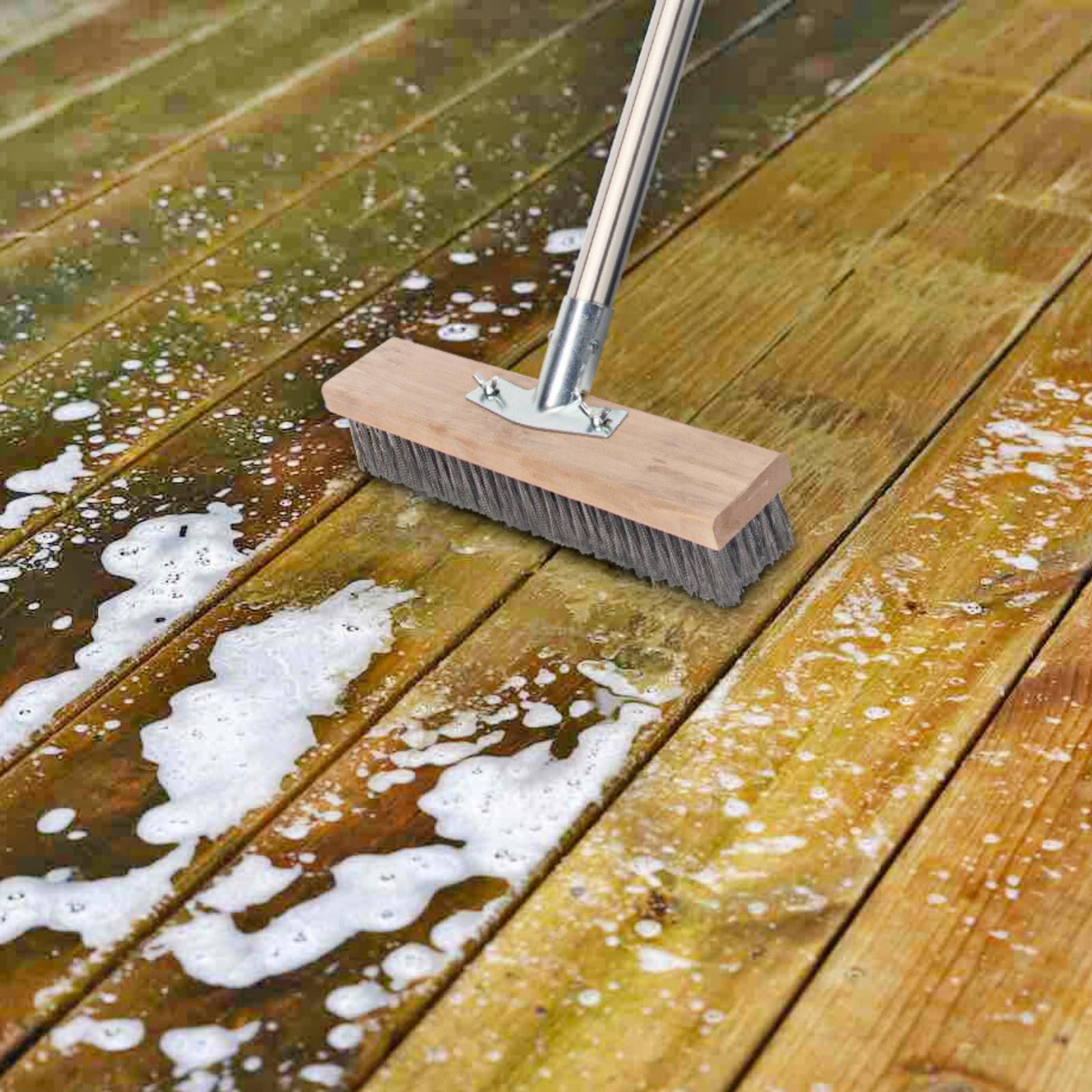 Stainless Steel Wire Scrub Brush with Long Handle Brush,