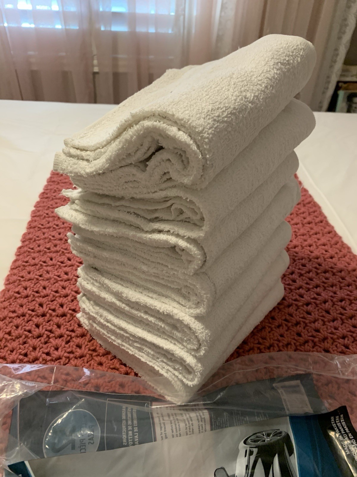 ❤️100% Cotton Shop Towels, White, 13 in x 17 in, 6 count Open Package
