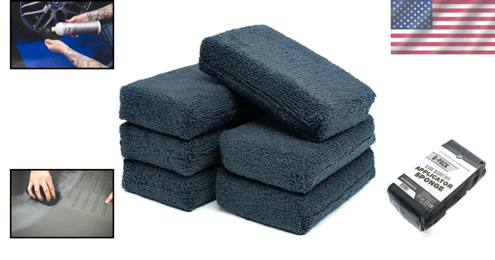 Microfiber Detailing Applicator Sponges – 3×5, 6-Pack for Elite Care