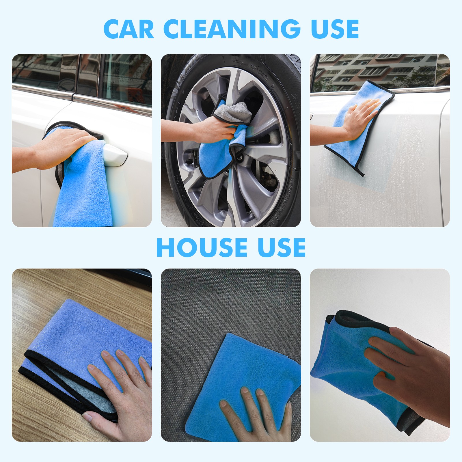 Microfiber Cleaning Cloth Towel Rag Car Polishing Detailing No-Scratch Set of 3