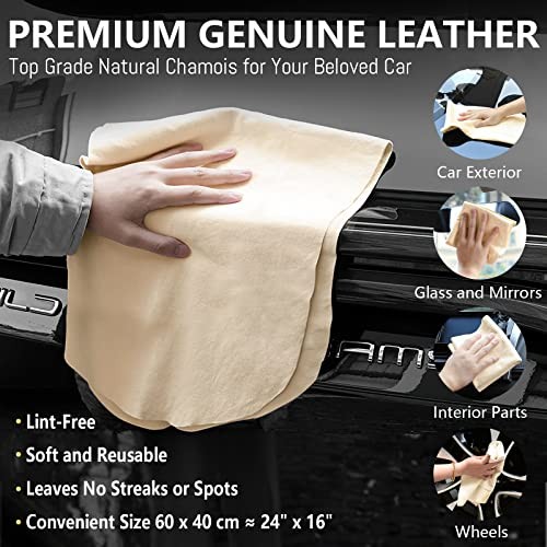 Chamois Cloth for Car 2 Pack Shammy Towel 24” x 16” (2.58 sq ft Each) Super