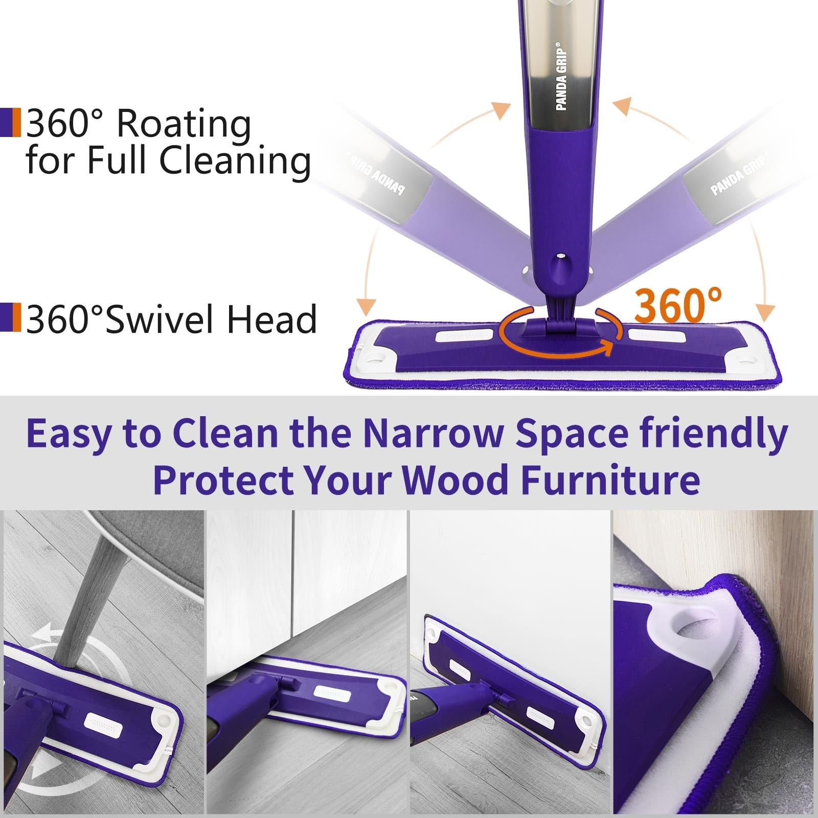 Spray Mop for Floor Cleaning with Bottle & 3 Microfiber Pads